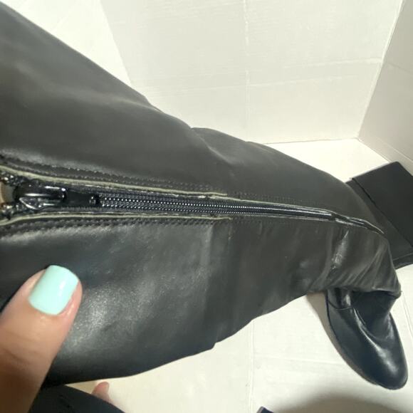 Kelsi Dagger Etna Over-The-Knee Black Leather Wedge Heel Boots Sz 7.5 - Picture 5 of 13